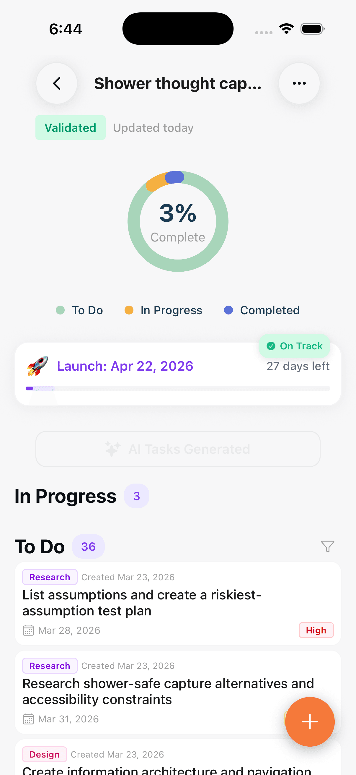 Idea screen — detailed validation analysis